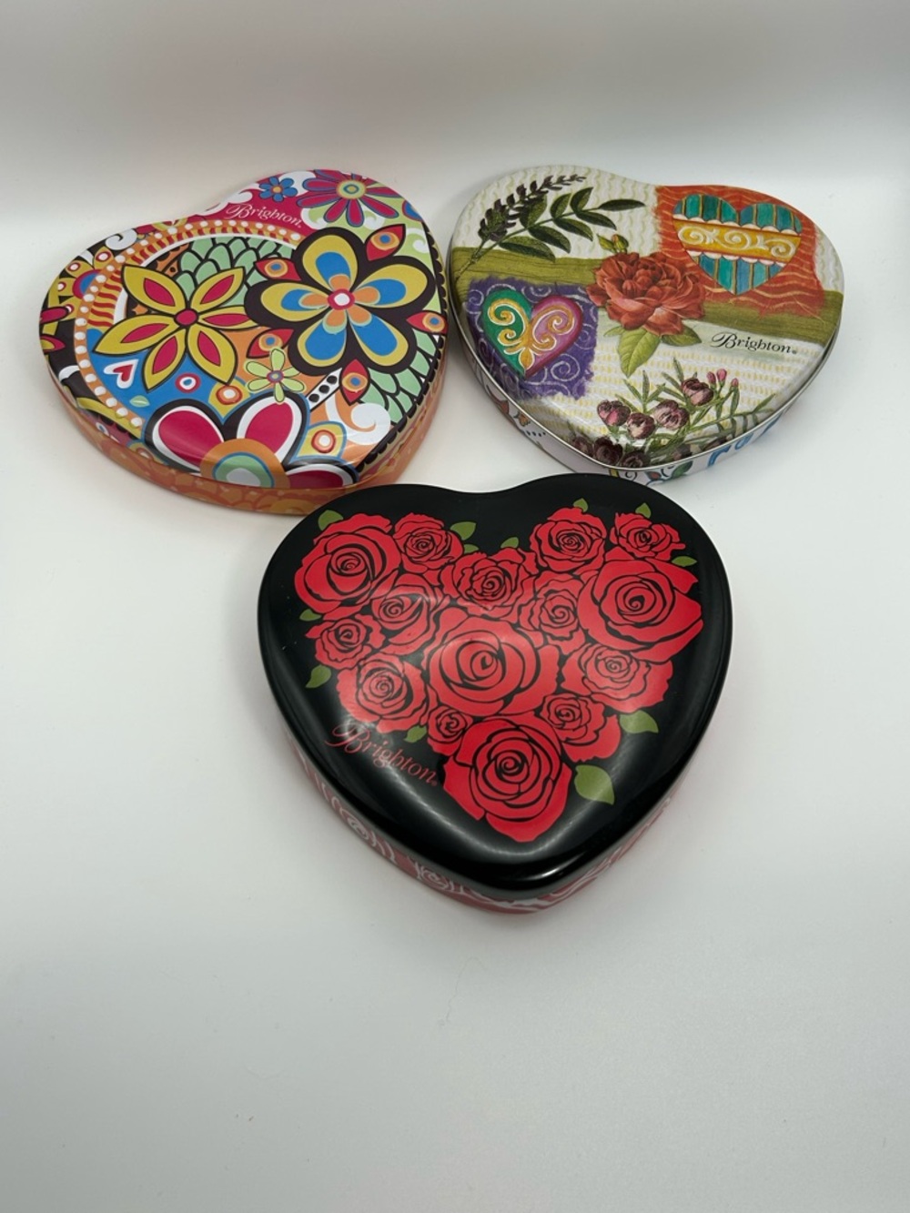 Brighton Heart-Shaped Collectible Tins Large About 5.25"